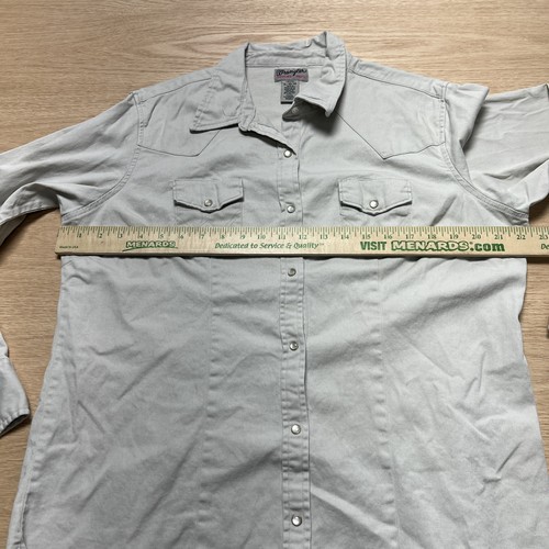 Camicia Wrangler Wrancher Pearl Snap grigia cowgirl western rodeo ranch taglia XL - Foto 11 di 19