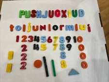 Vintage Lot Of 54 Refrigerator Magnet Letters Numbers Shapes Plastic Homeschool
