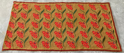 Vintage French Floral Needlepoint Handmade Multicolor Rug Wool Carpet 180x88 cm