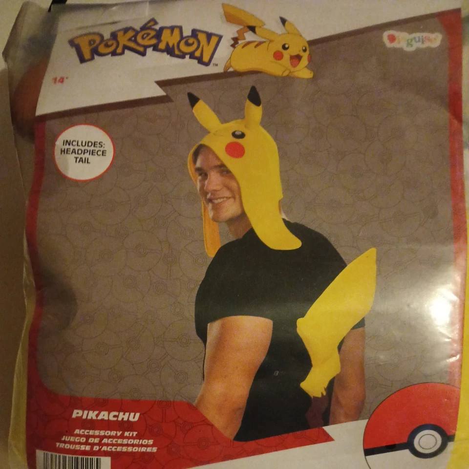 Nuevo Paquete Adulto Pokemon Pikachu Disfraz Kit de Accesorios Tocado y Cola ¡Envío Rápido! Foto 3 de 4