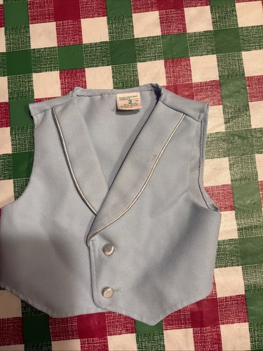 Vtg 1980s Toddler time Baby Boy 2t Blue Classic Holiday Vest Special Occasion