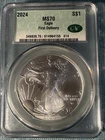 2024 $1 Silver Eagle MS70 CAC First Delivery 1 oz .999 Fine Silver