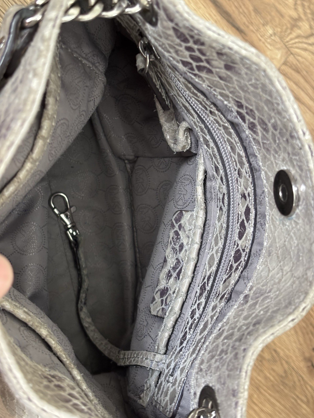 Vtg Michael Kors Jet Set Python Embossed Leather Convertible Hobo Bag  thumbnail 7