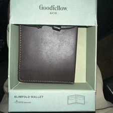 Mens Slimfold RFID Bifold micro Wallet Goodfellow Dark Brown 2 slot +ID & bill