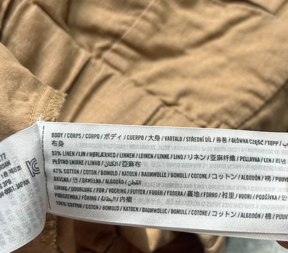 Shorts femininos Abercrombie & Fitch mistura de linho XS cáqui 4,5" cintura alta elástica - Imagem 4 de 4