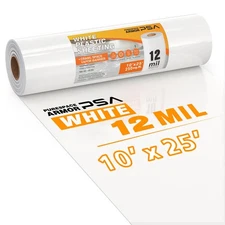 Crawl Space Vapor Barrier, 12 mil 10'x25', White Heavy Duty Plastic Sheeting ...