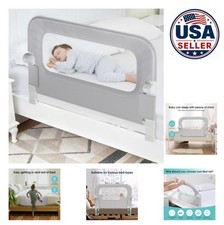 Baby Bed Rail Guard 35.1 Inch Swing Down Adjustable Height Toddler Safety Side