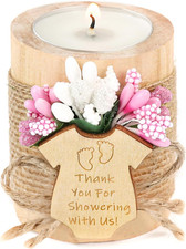 Set of 10 Light Pink Wood Candle Holders for Baby Shower Favors