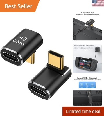 Universal USB C 90-Degree Adapter Set - 40Gbps Data, Compatible with All Devices