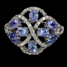 925 Sterling Silver Ring Oval Tanzanite 4x3mm Natural Gemstone Jewelry Size 9