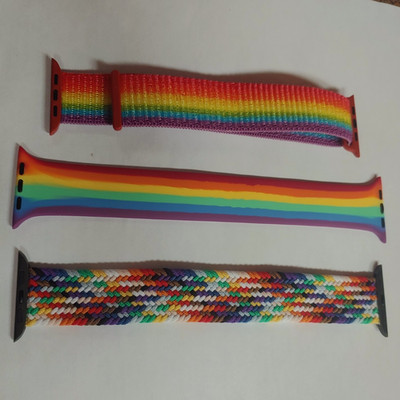 Rainbow  Multicolor Silicone Strap Sports Loop Band for Apple Watch 44mm Lot 3