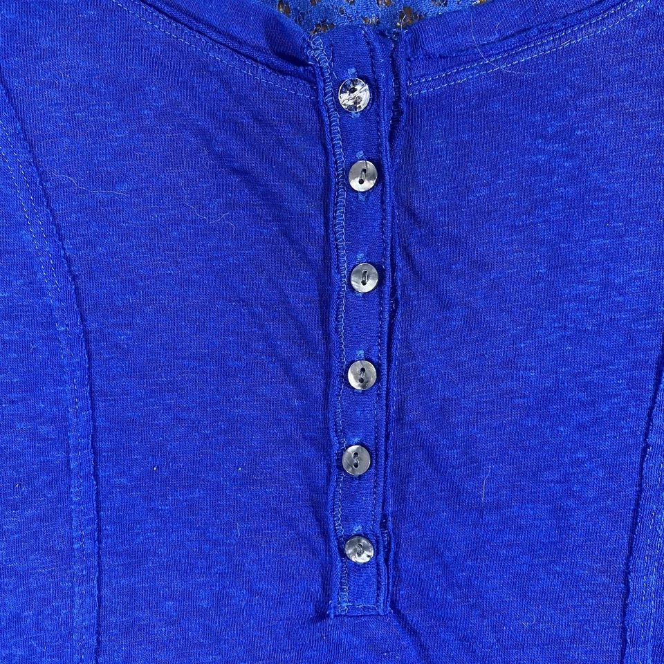 Vintage Y2K Hollister Henley Lace Detail Blue LS Womens Size Small - Image 3 of 4