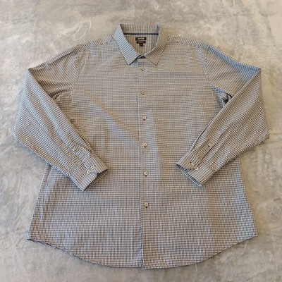 Apt. 9 Shirt Mens XXL Slim Fit Black Gray Plaid Long Sleeve Button Up Cotton