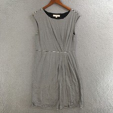 LOFT Sheath Dress Womens M Sleeveless Twist Front Casual Striped Black White