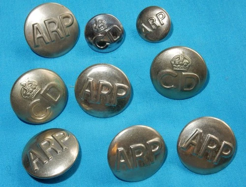 COLLECTION WW2 MILITARY HOME FRONT CIVIL DEFENCE UNIFORM BUTTON LOT OF 9