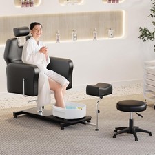 Pedicure Unit Station Hydraulic Lift Chair Massage Foot Spa Beauty Salon Black