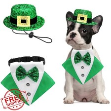 St Patrick's Day Dog Bandana and Top Hat Set, Green, Medium