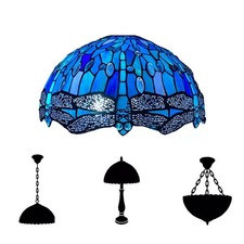 Blue Dragonfly Tiffany Style 16 inch Stained Glass Shade Floor Lamp Home Living