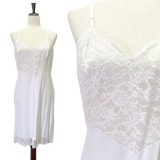 Vintage 1950s Vanity Fair Slip Chemise Lingerie Soft White Nylon Lace Size 38