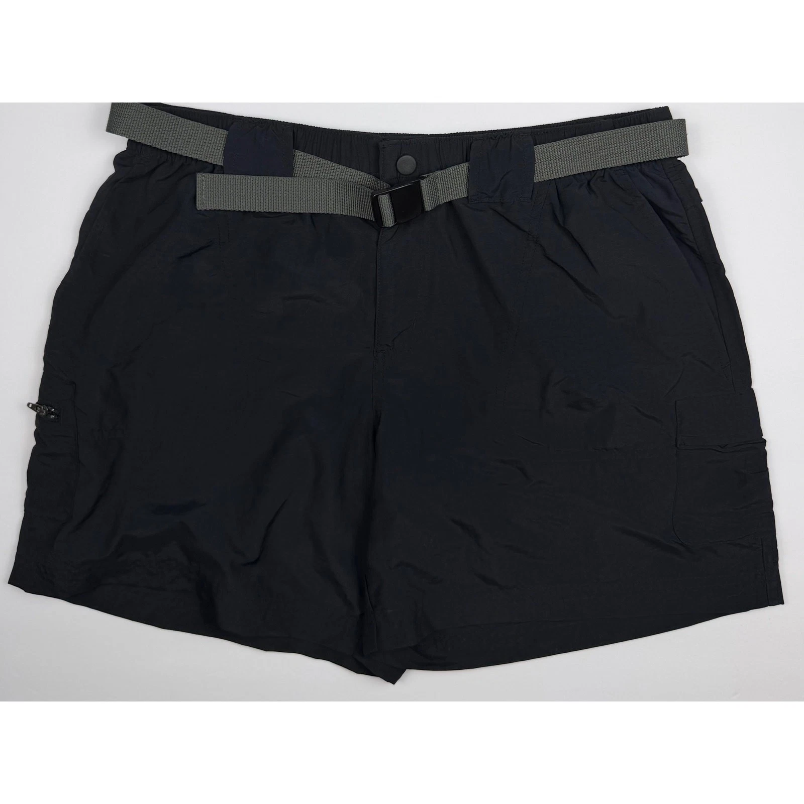 Columbia Hiking Shorts Mens M Black Nylon Belted Cargo Outdoor