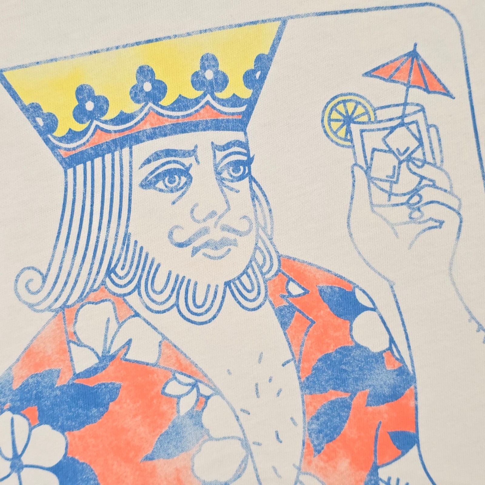 Lucky Brand King of Summer Shirt Mens XL White Casual Funny Cocktail NWT