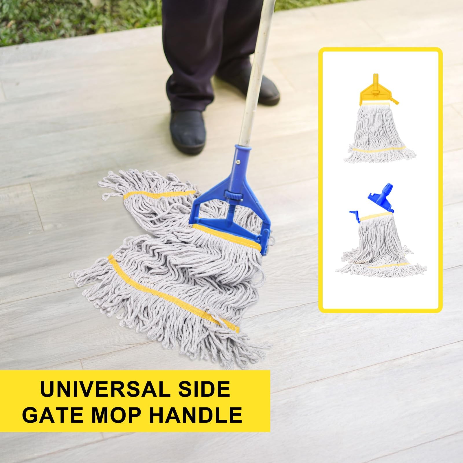 6 Pack Heavy Duty Commercial Mop Head Replacement,Wet Industrial Cotton Loope...