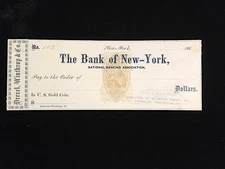 186- UNUSED CHECK #RN-B SPECIMEN "GOLD COIN" DREXEL WINTHROP, BANK OF NEW YORK