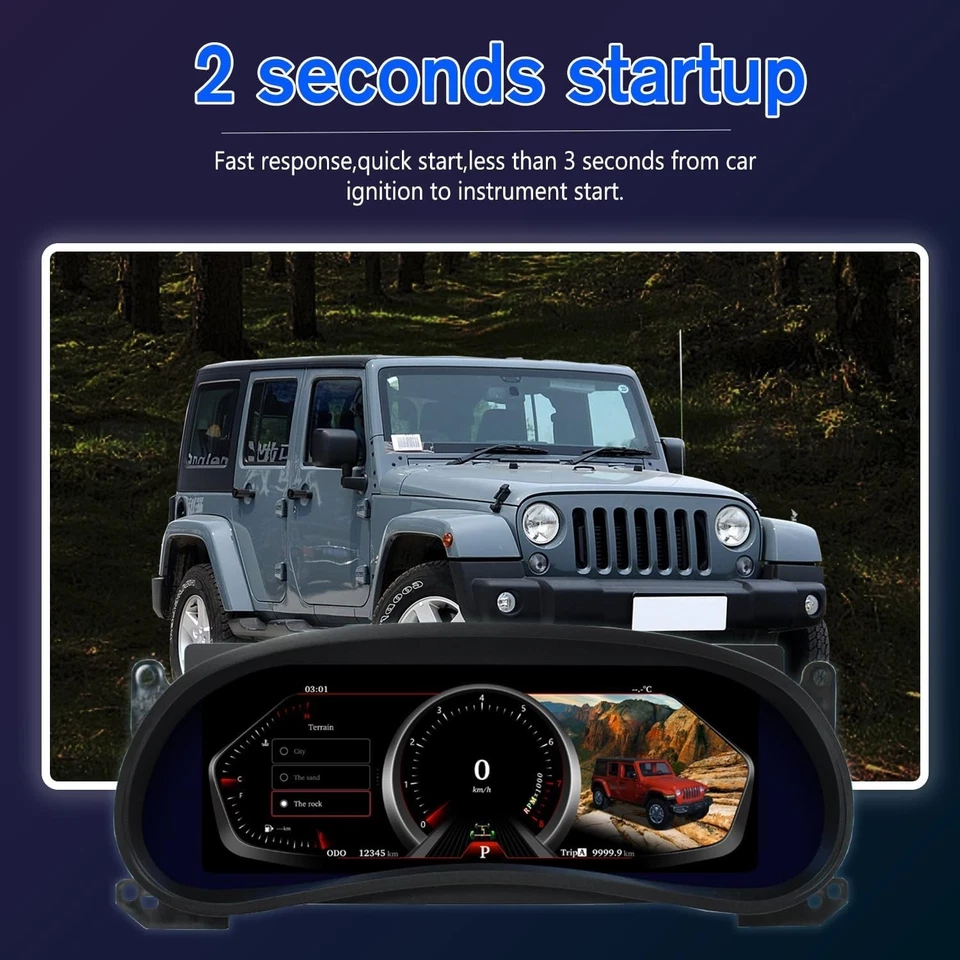 12.3'' For JEEP Wrangler Jk 11-17 Speedometer Digital Instrument Gauge Cluster Foto 4 de 4