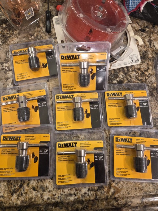 Lot Of 8 DEWALT Adjustable Tap Handle DWA142TH Universal Fit Up to 1/2" | New