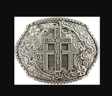 Western Belt Buckles for Men Rodeo Cowboy Cowgirl, Religious Cross Faith Belt Bu