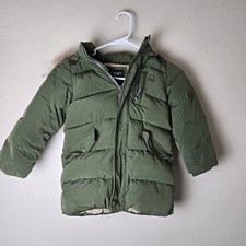 Benetton Down Hooded Winter Coat Jacket Boys Girls Green Sz 110cm 4 to 5 Years