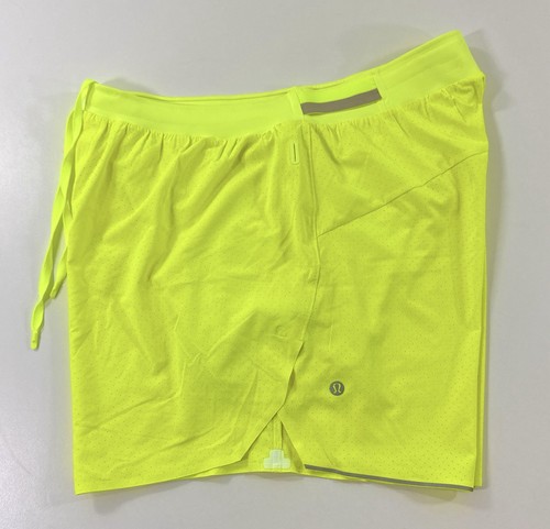 EUC Lululemon Mens Fast Free Short 6” Lined Running Shorts Sz L Highlight Yellow - Picture 3 of 11