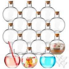 Spherical Plastic Potion Bottles 6 Oz Ball Shape Sand Art Jar Funnel 15 PCS