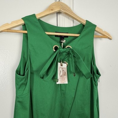 Jessica Simpson Kelly Green Dress Womens XS Tie Up Flirty Party Dress Coastal