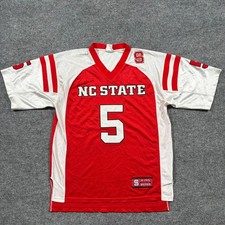 Vintage NC State Wolfpack Jersey Mens Medium #5 Football Red White NCAA Y2K