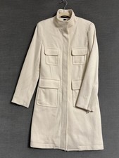 NEW Express Coat M Cream Wool Blend Long Day Car Overcoat Tweed Statement
