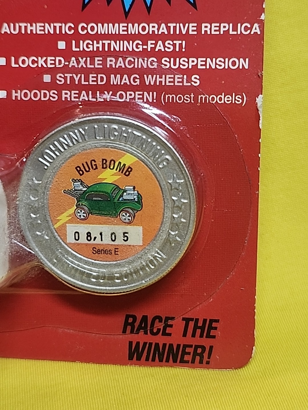 1993 Johnny Lightning BUG BOMB Red Car Redline Wheels Coin 08,105 Series E 🔥X3