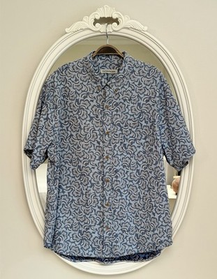 Outerknown Mens XL Blue Floral Organic Regenerative Cotton Short Sleeve Shirt