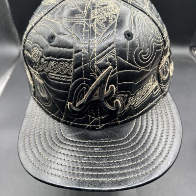 ATLANTA BRAVES NEW ERA 100% Leather 7 5/8 Excellent Condition 59Fifty Read*