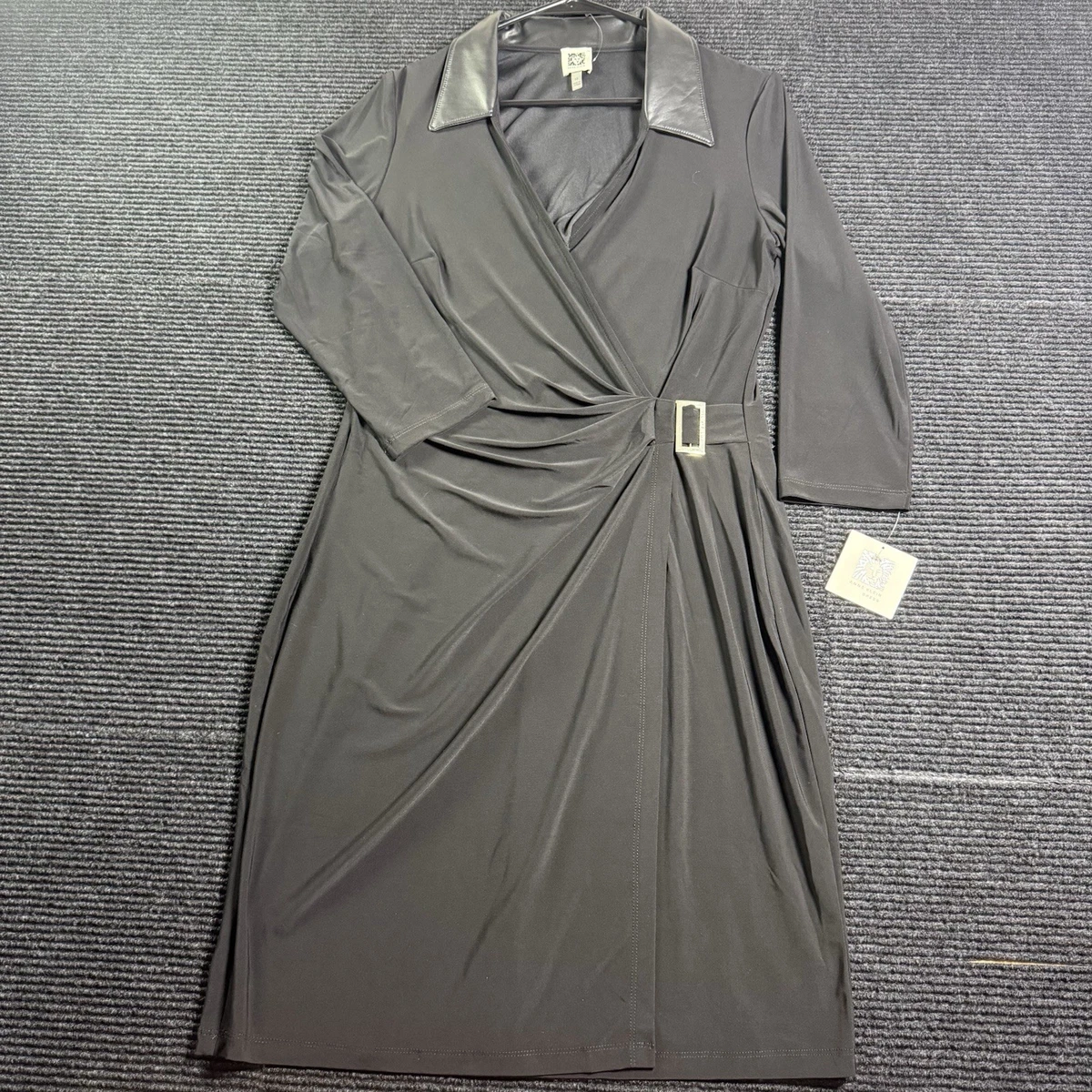 chinese dress ladies Anne Klein Combo Vegan Leather MIDI Dress at Amazon Women's Clothing store
