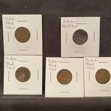 Indian Head Cents Lot Of 5 Unreadable Dates