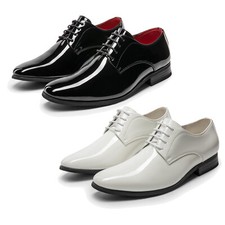 Men's Faux Patent Leather Tuxedo Dress Shoes Lace-up Oxford Formal Causal Shoes