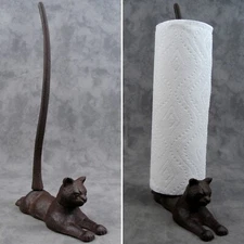 RESTING CAT Cast Iron PAPER TOWEL HOLDER Kitchen Counter Decor