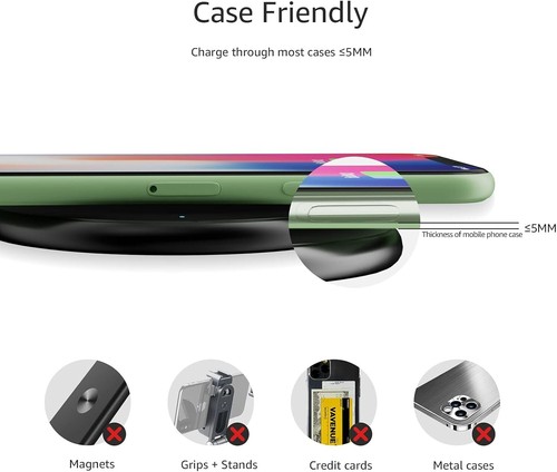AmazonBasics 15W Qi Certified Wireless Charging Pad iPhone 14/13/12/11/X Samsung - Picture 5 of 7