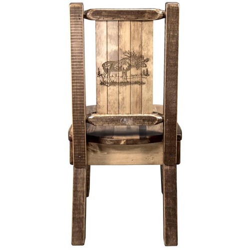 Montana Woodworks Homestead Wood Side Chair with Moose Design in Brown - Picture 6 of 10
