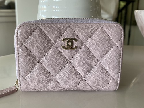 Portamonete So Pretty & Rare Chanel 21S caviale rosa con cerniera carta luce GHW - Foto 11 di 12