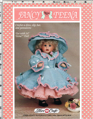 Fancy Tenna  1993 Fibre Craft Crochet Clothing for 16'' Teena Doll Pattern FCM252