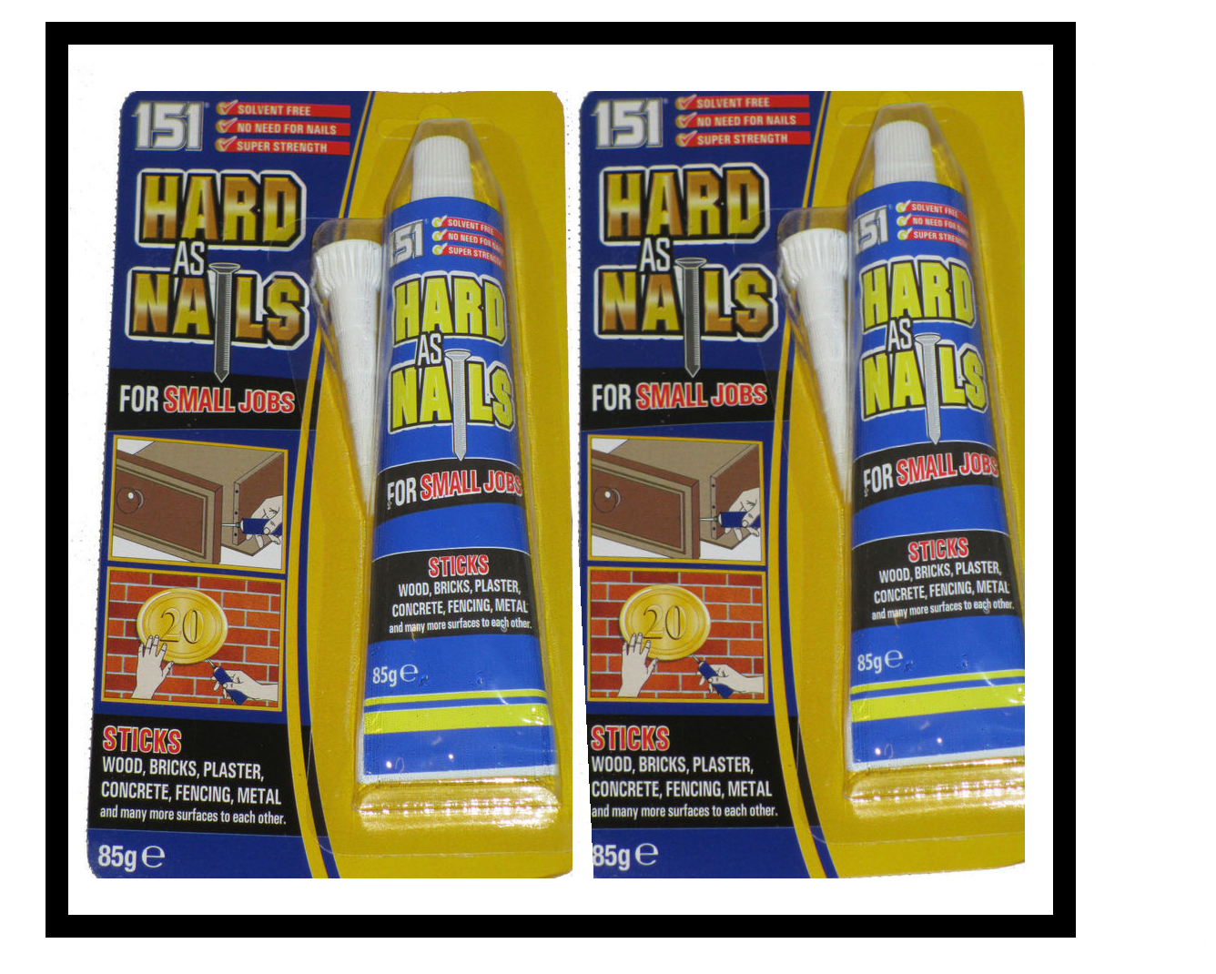 HARD AS NAIL HIGH POWER INSTANT GRAB GLUE NO MORE NAILS WOOD BRICK