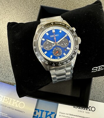 Seiko Prospex Speedtimer Solar Steel Bracelet Blue Dial Watch
