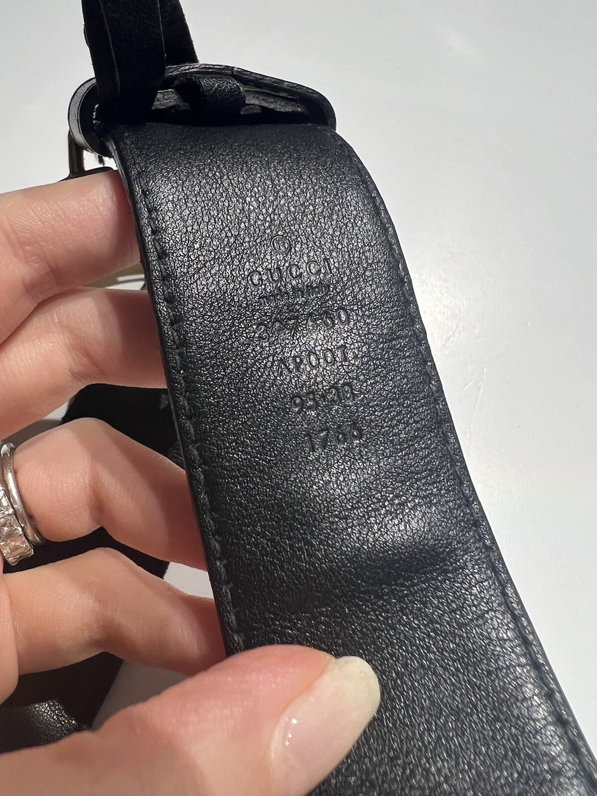 Gucci Leather Belt GG Embossed with Silver Buckle